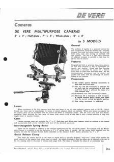 DeVere Ltd Monorail manual. Camera Instructions.